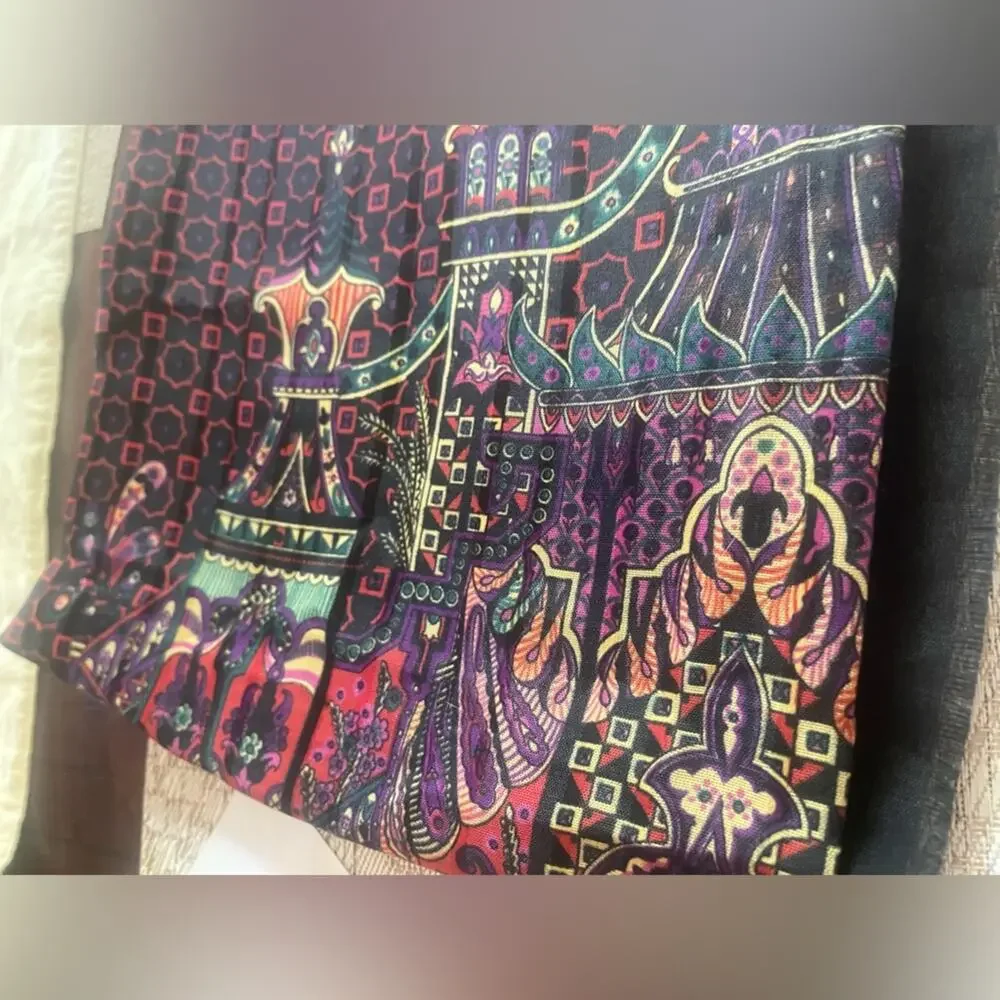 Vintage Liz Sinclair scarve shawl black with multicolor